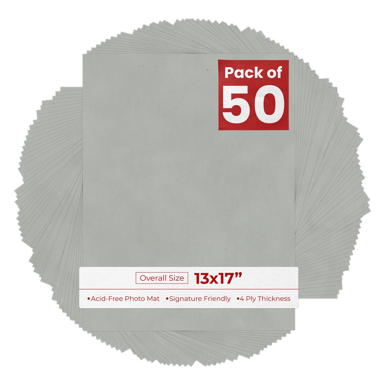 Light Grey Suede 13x17 Uncut Mat Board - Blank Sheet, No Opening